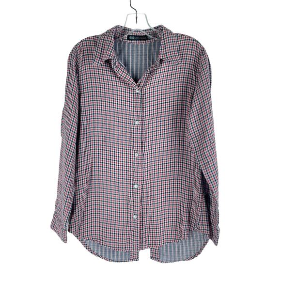 Jet John Eshaya Check Pattern Back Button Shirt Red Blue Made USA Size S - Picture 1 of 7